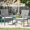 GDFStudio Tigua Outdoor Grey Wicker Dining Chair with Cushions (Set of 2)